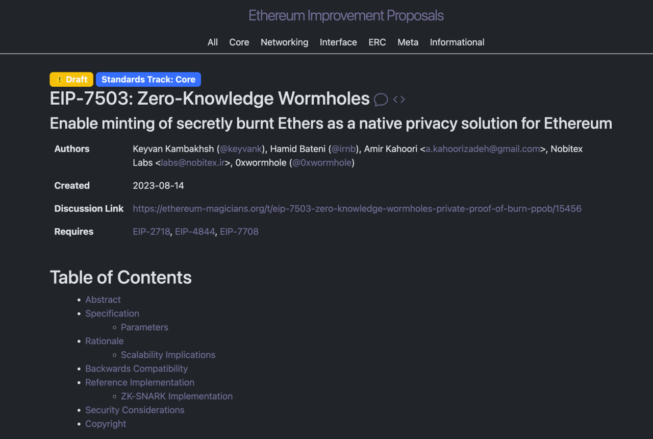 EIP-7503 zero knowledge wormhole stackline